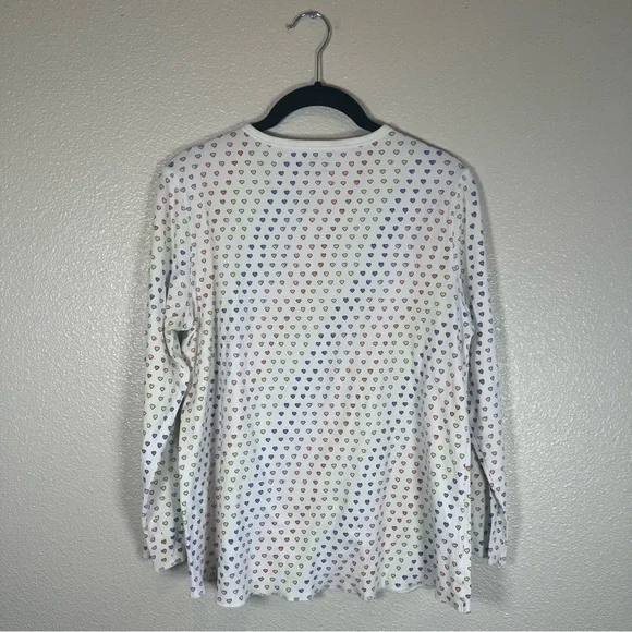 Roller Rabbit Disco Hearts White Henley Pajama Top Multiple Sizes - Picture 7 of 7